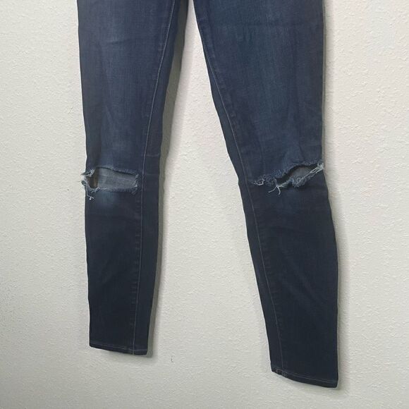 Madewell‎ Women’s Dark Wash 9” High Rise Skinny Distressed Jeans Size 24 - Picture 3 of 9